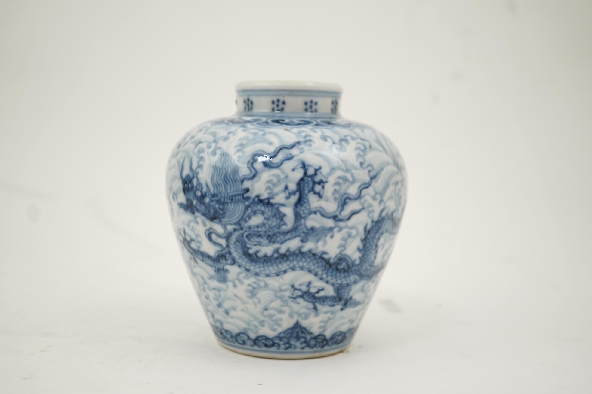 A Chinese blue and white 'dragon' vase, probably Qing dynasty